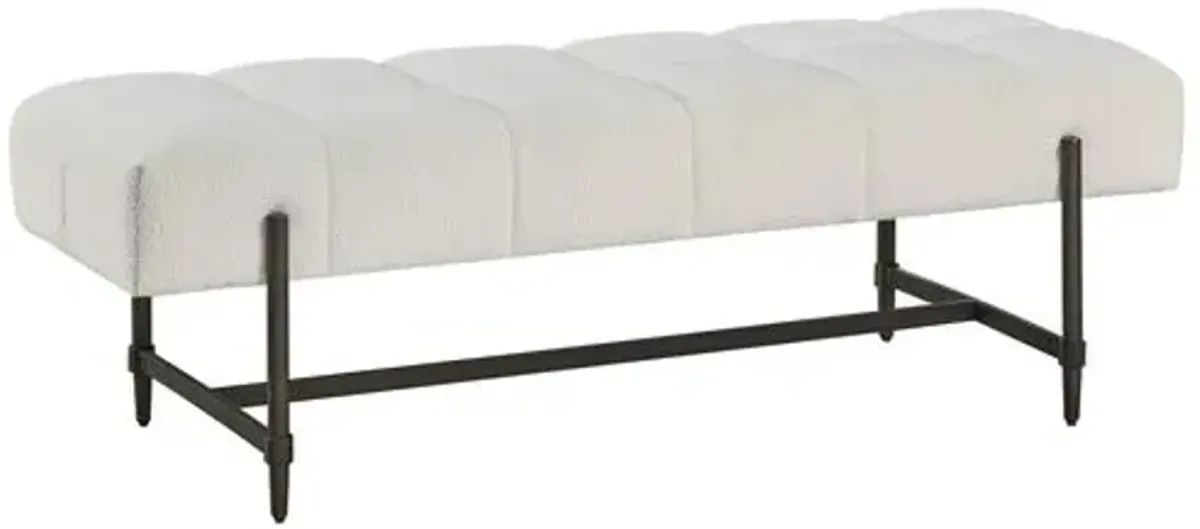 Freddie Tufted Bench - Soft Matte Black/Ivory Boucle