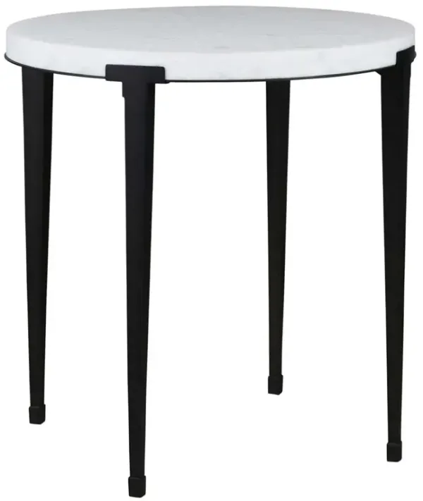 Ethera End Table, White Marble/Soft Matte Black