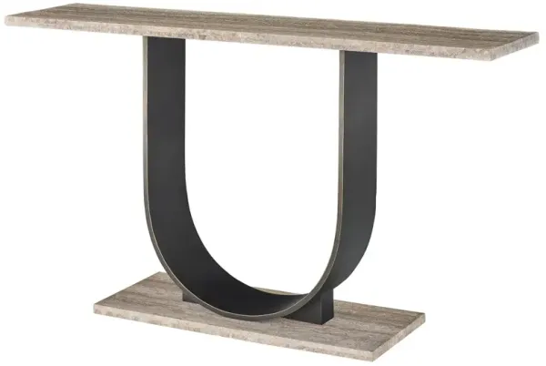 Emberlyn Console Table, Gray Travertine/Bronze