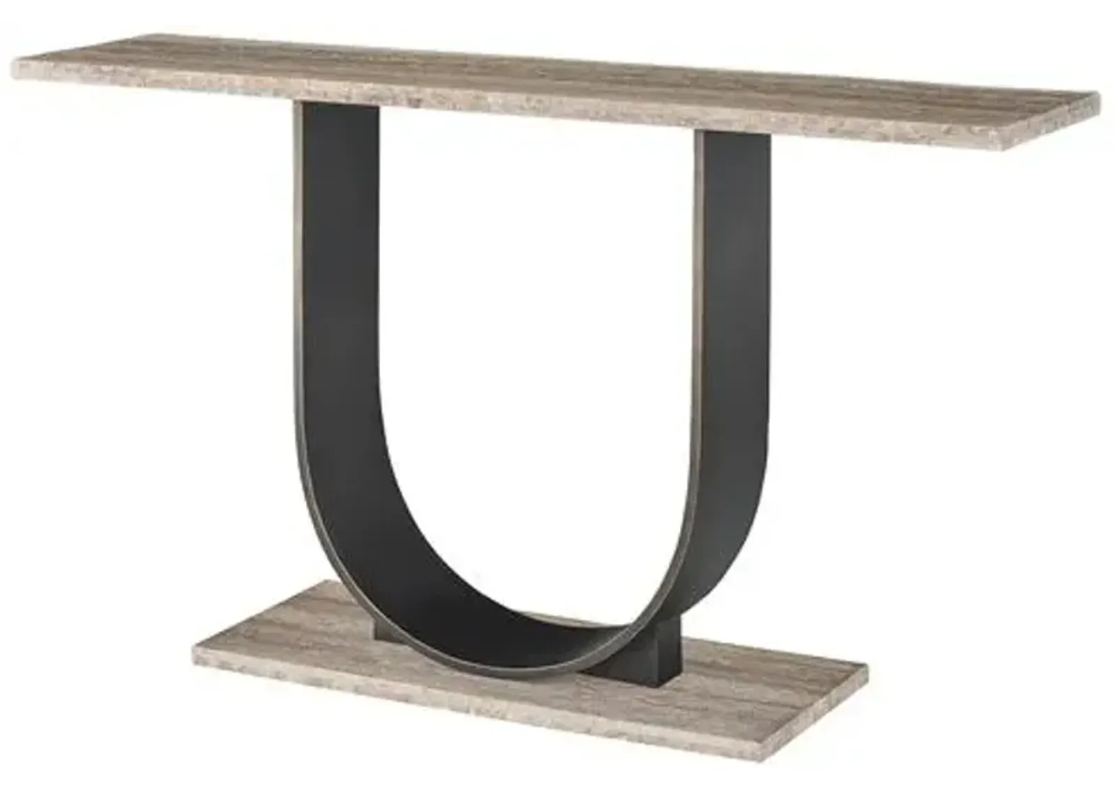 Emberlyn Console Table - Gray Travertine/Bronze