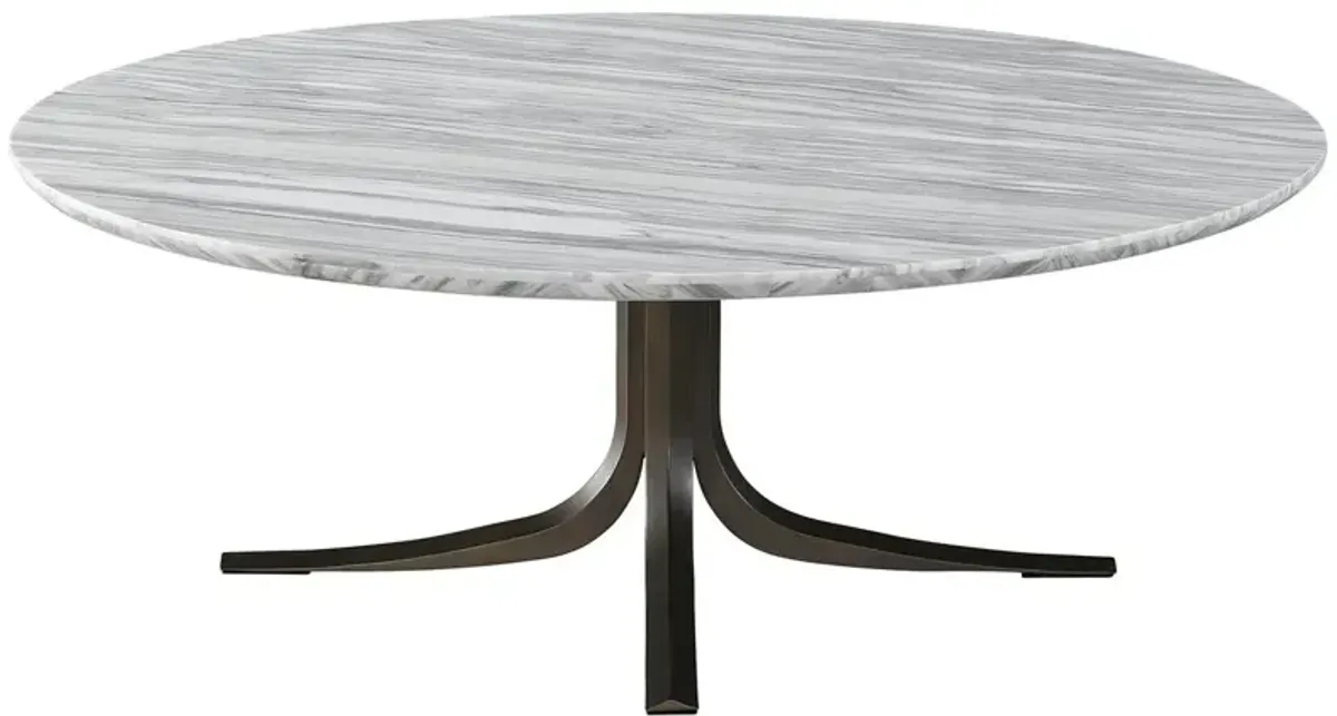 Eunice Round Cocktail Table, Marble/Bronze