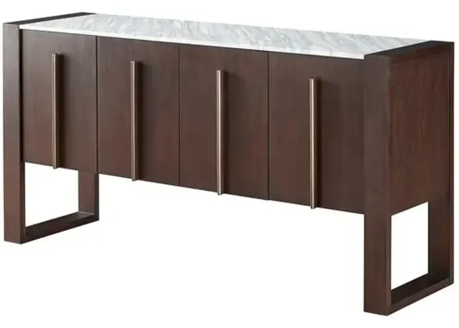 Colson Credenza - Dark Walnut/Marble - Brown