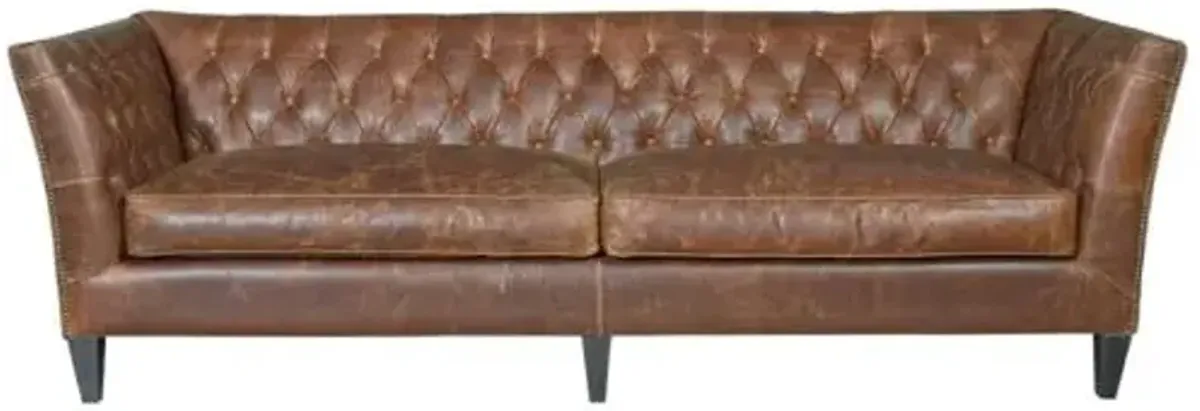 Casper Tufted Leather Sofa - Chestnut