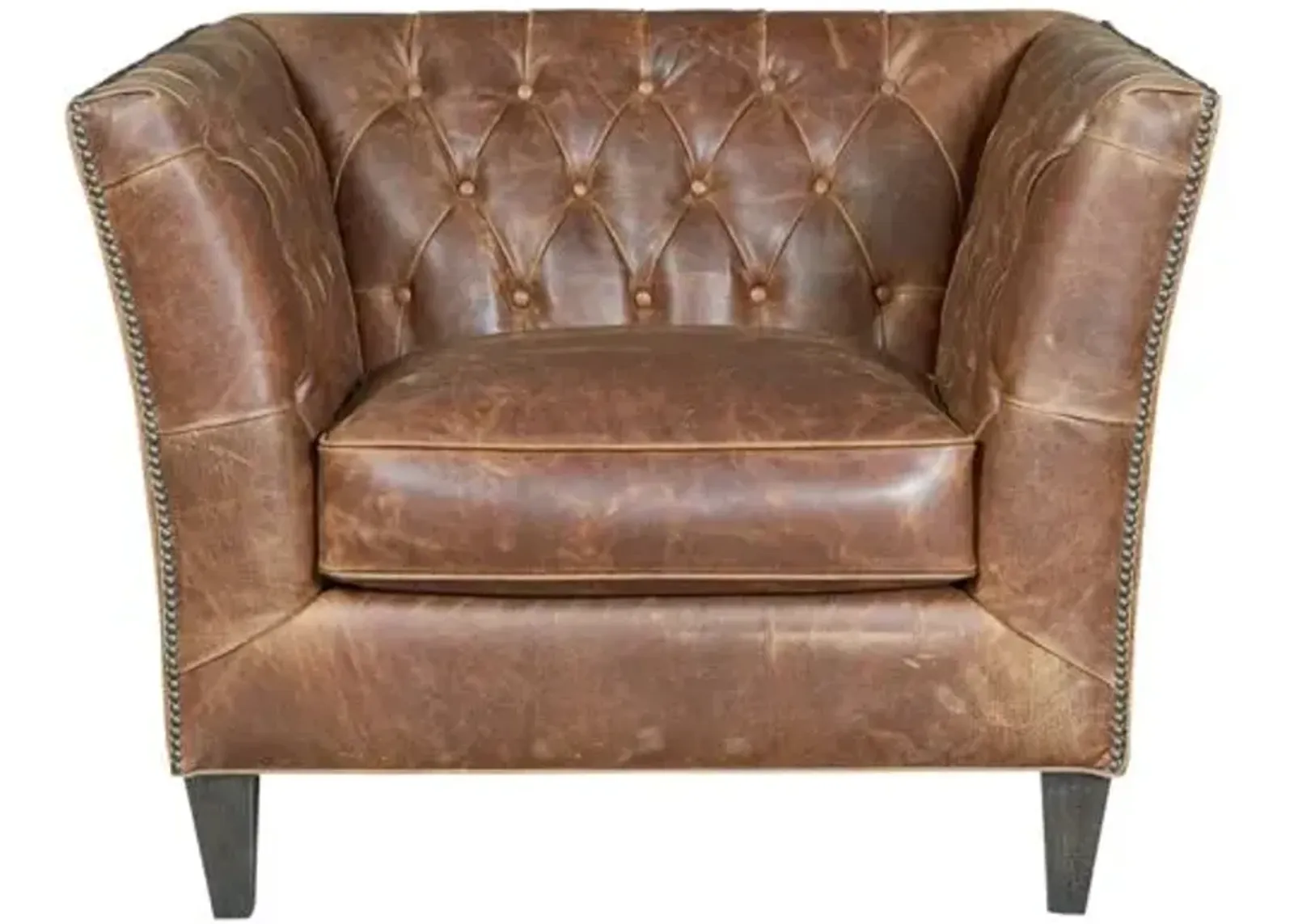 Casper Tufted Leather Club Chair - Chestnut