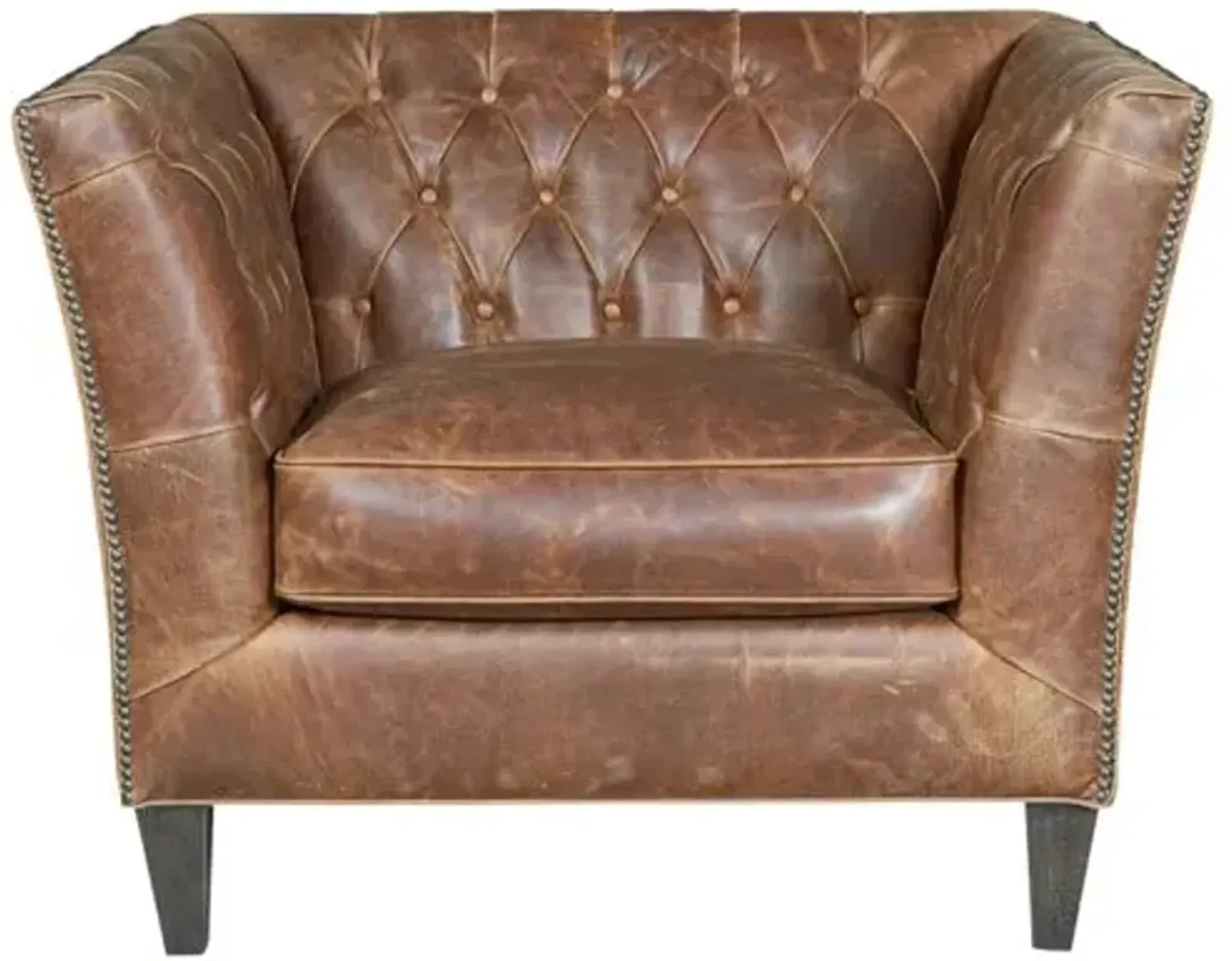 Casper Tufted Leather Club Chair - Chestnut