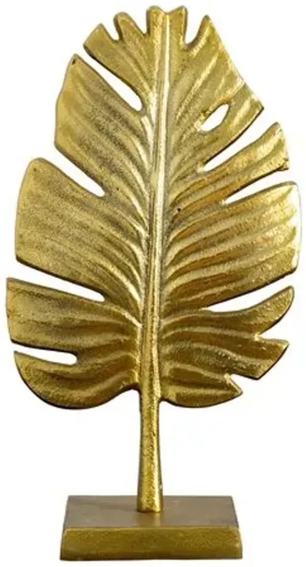 15.5in. Golden Leaf Sculpture Decorative Accent