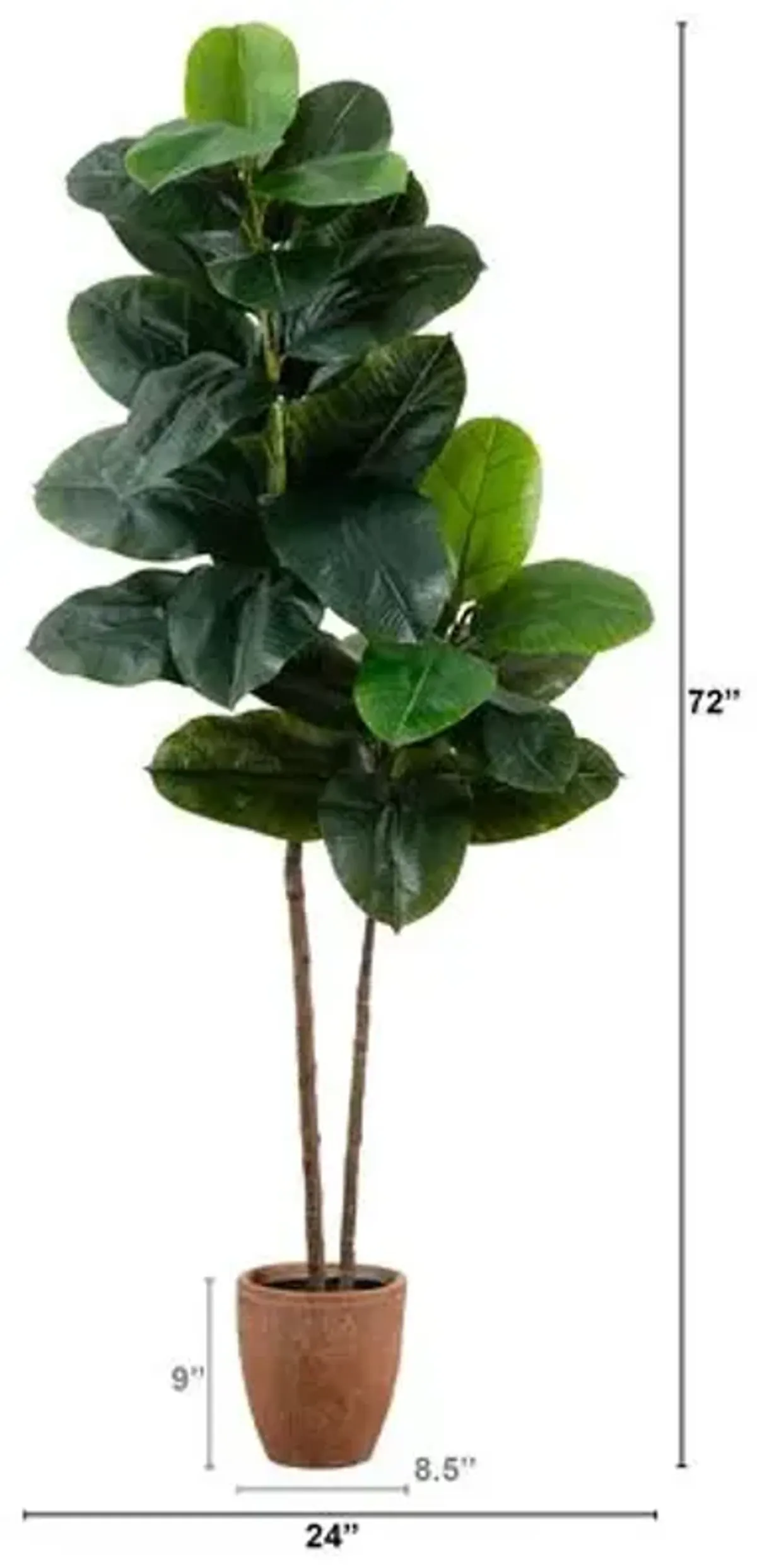 6ft. Artificial Rubber Tree in Decorative Planter with Real Touch Leaves - Green - 72Hx19Wx27D in