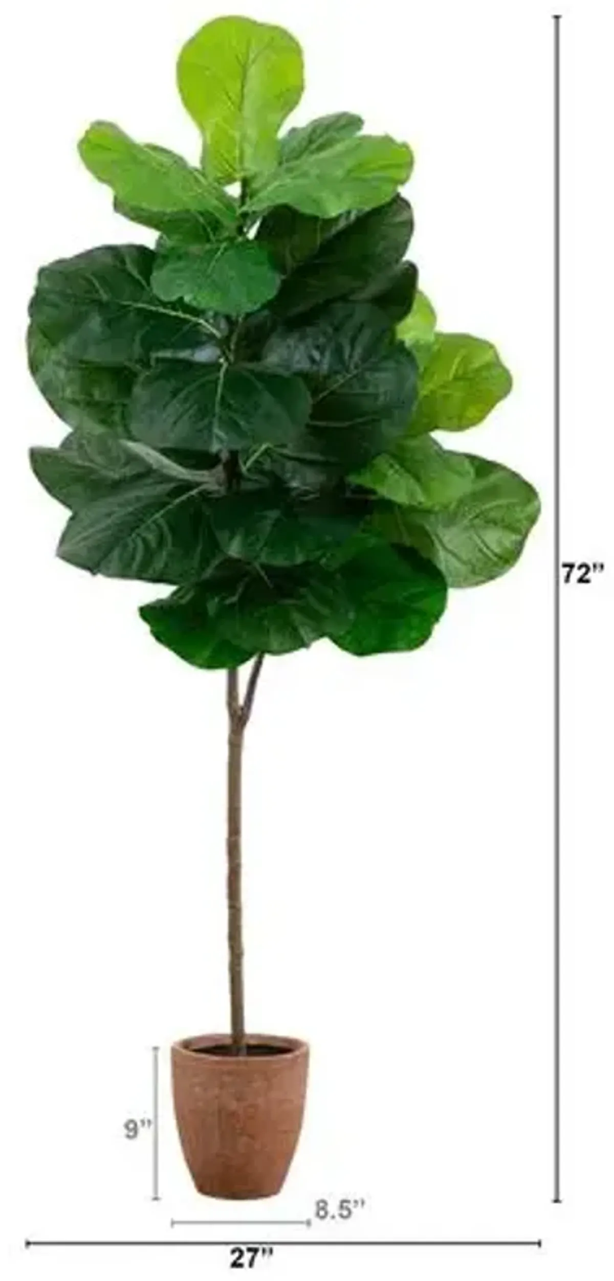 6ft. Artificial Giant Leaf Fiddle Leaf Fig Tree in Decorative Planter with Real Touch Leaves - Green - 72Hx27W in