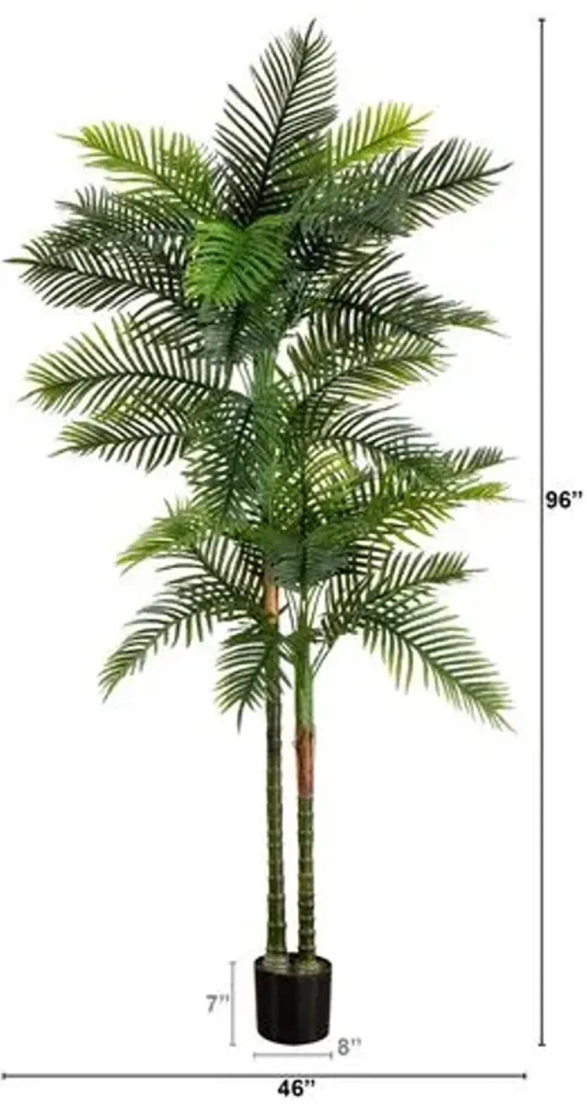 8ft. UV Resistant Artificial Double Robellini Palm Tree - Green