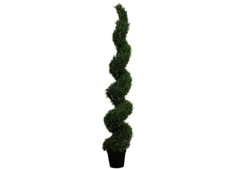 7ft. UV Resistant Artificial Rosemary Spiral Topiary Tree - Green