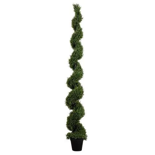 9ft. UV Resistant Artificial Rosemary Spiral Topiary Tree - Indoor/Outdoor - Green