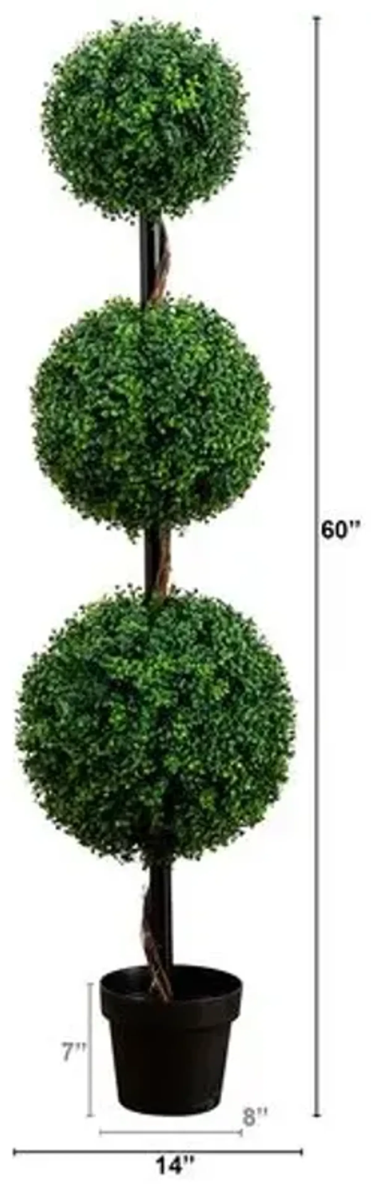 5ft. Artificial Triple Ball Boxwood Topiary Tree - Green