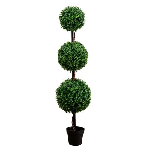 5ft. Artificial Triple Ball Boxwood Topiary Tree - Green