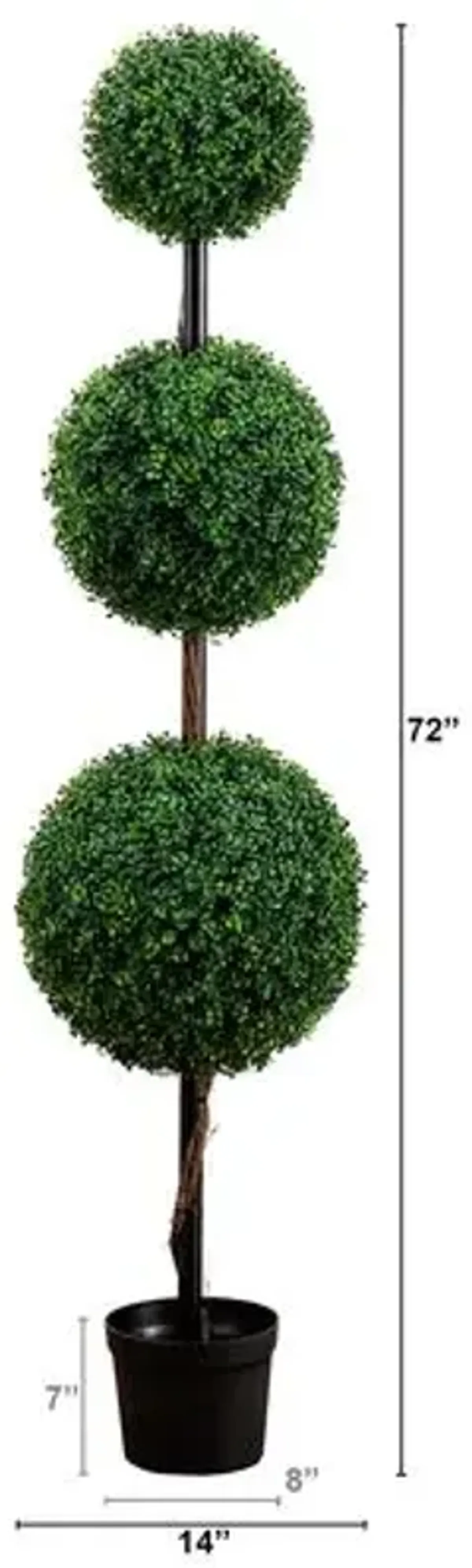 6ft. Artificial Triple Ball Boxwood Topiary Tree - Indoor/Outdoor - Green