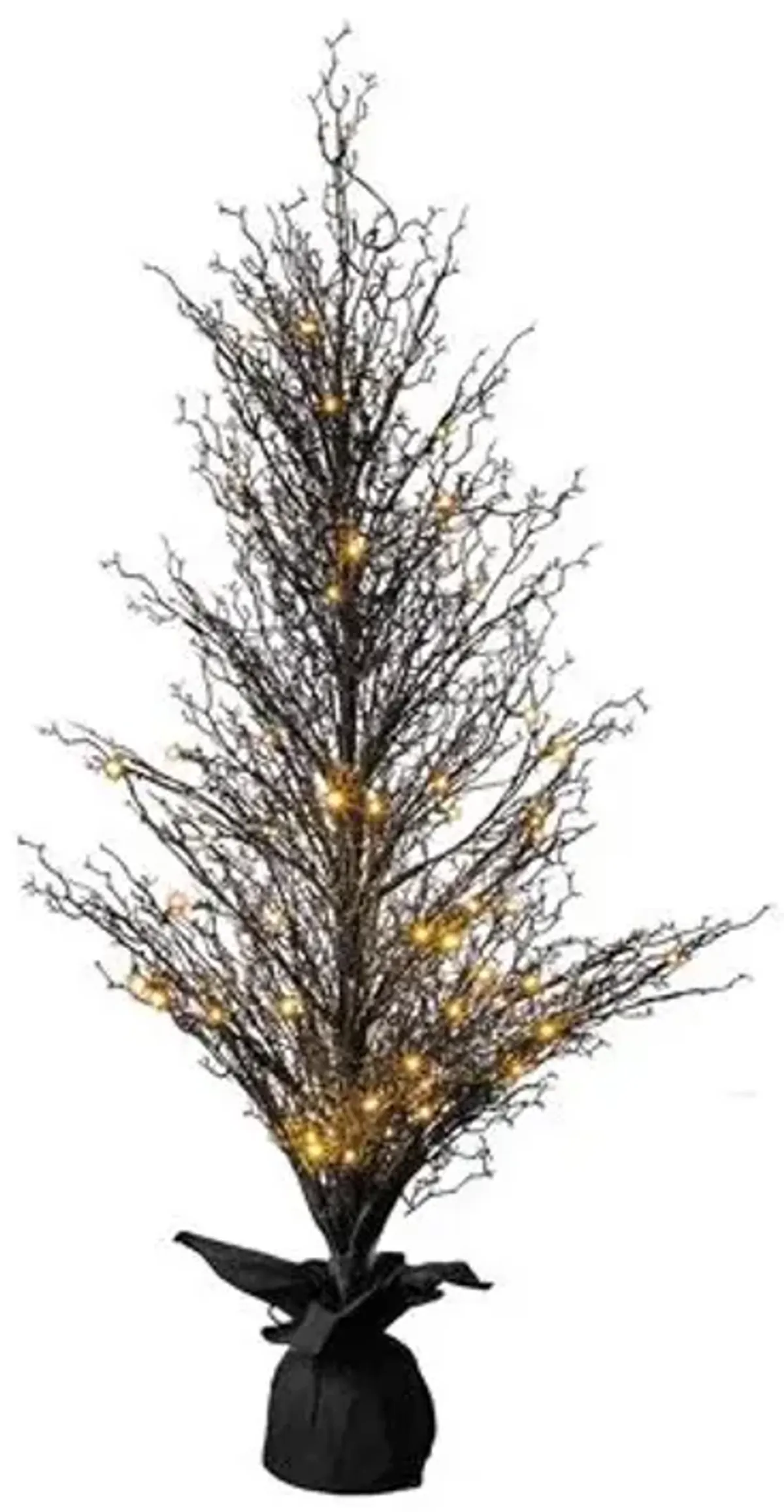 5ft. Pre-Lit Halloween Black Twig Artificial Fall Tree in Burlap Planter - 60Hx24Wx24D in