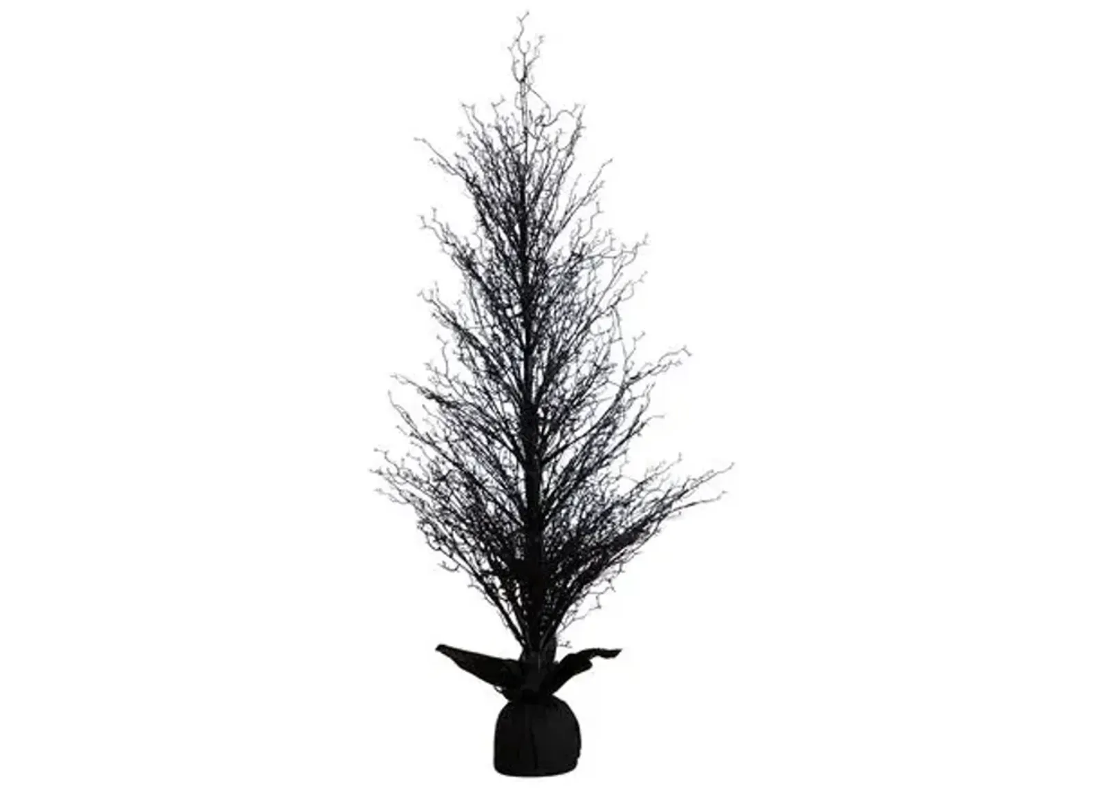 5ft. Pre-Lit Halloween Black Twig Artificial Fall Tree in Burlap Planter - 60Hx24Wx24D in