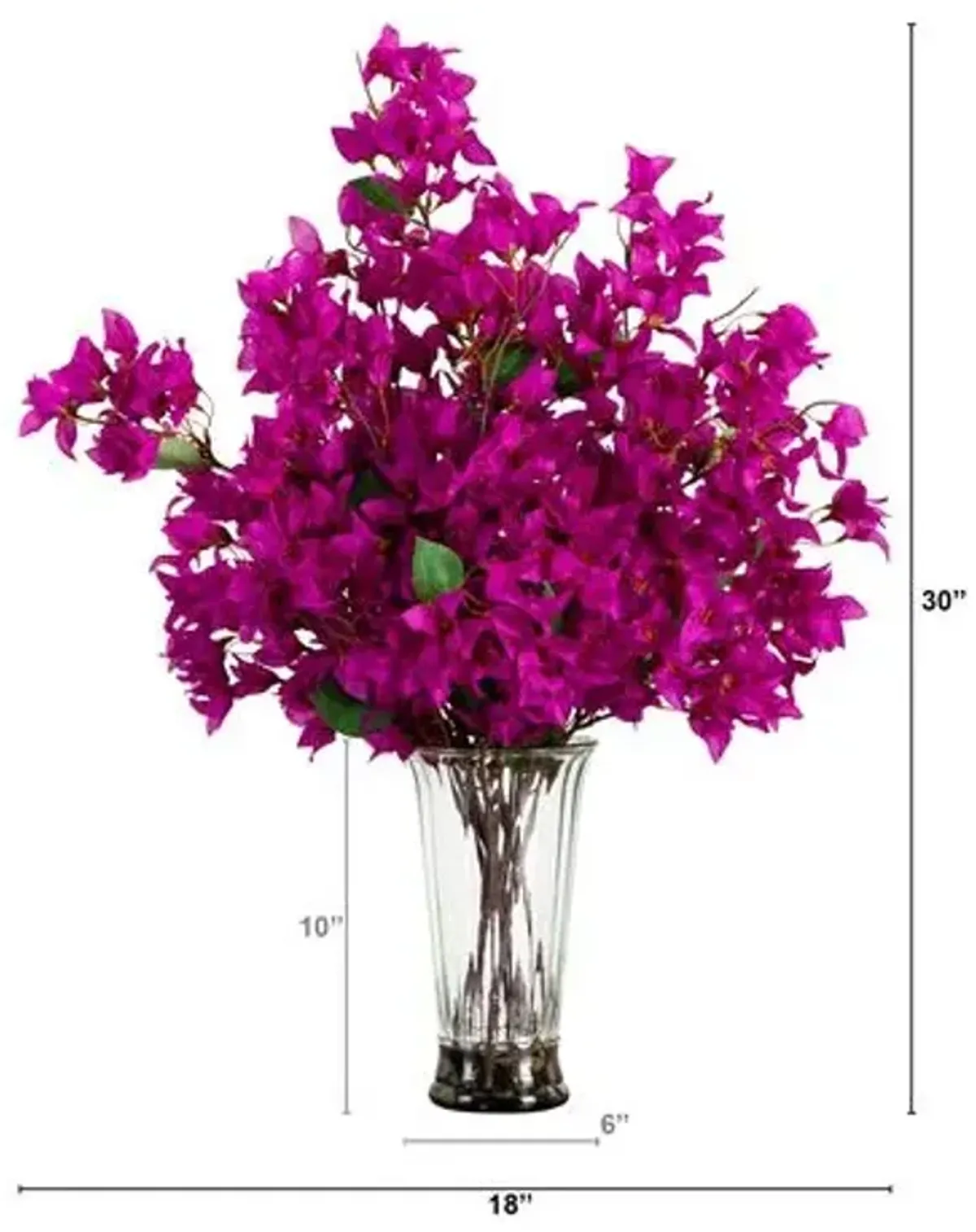 30in. Artificial Bougainvillea Arrangement in Glass Vase - Green