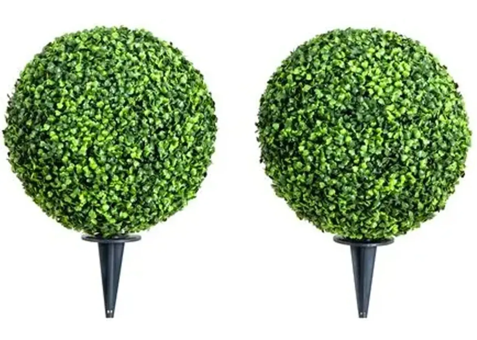 Set of 2 14in. Artificial Boxwood Ball Topiaries - Green