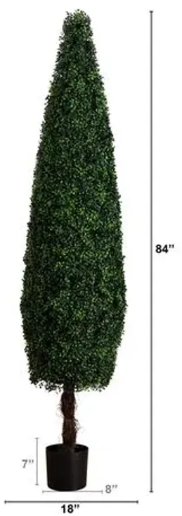 7ft. UV Resistant Artificial Boxwood Topiary Cone Tree - Green