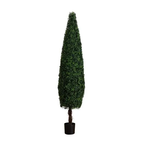 7ft. UV Resistant Artificial Boxwood Topiary Cone Tree - Green