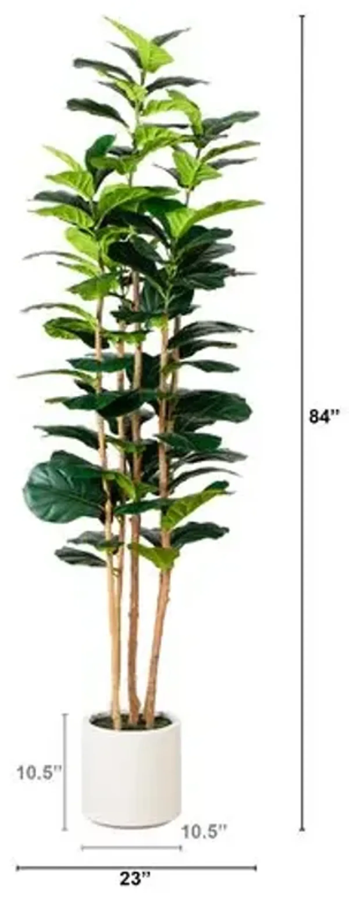 7ft. Artificial Fiddle Leaf Tree in Decorative White Planter - Green - 84Hx23Wx23D in