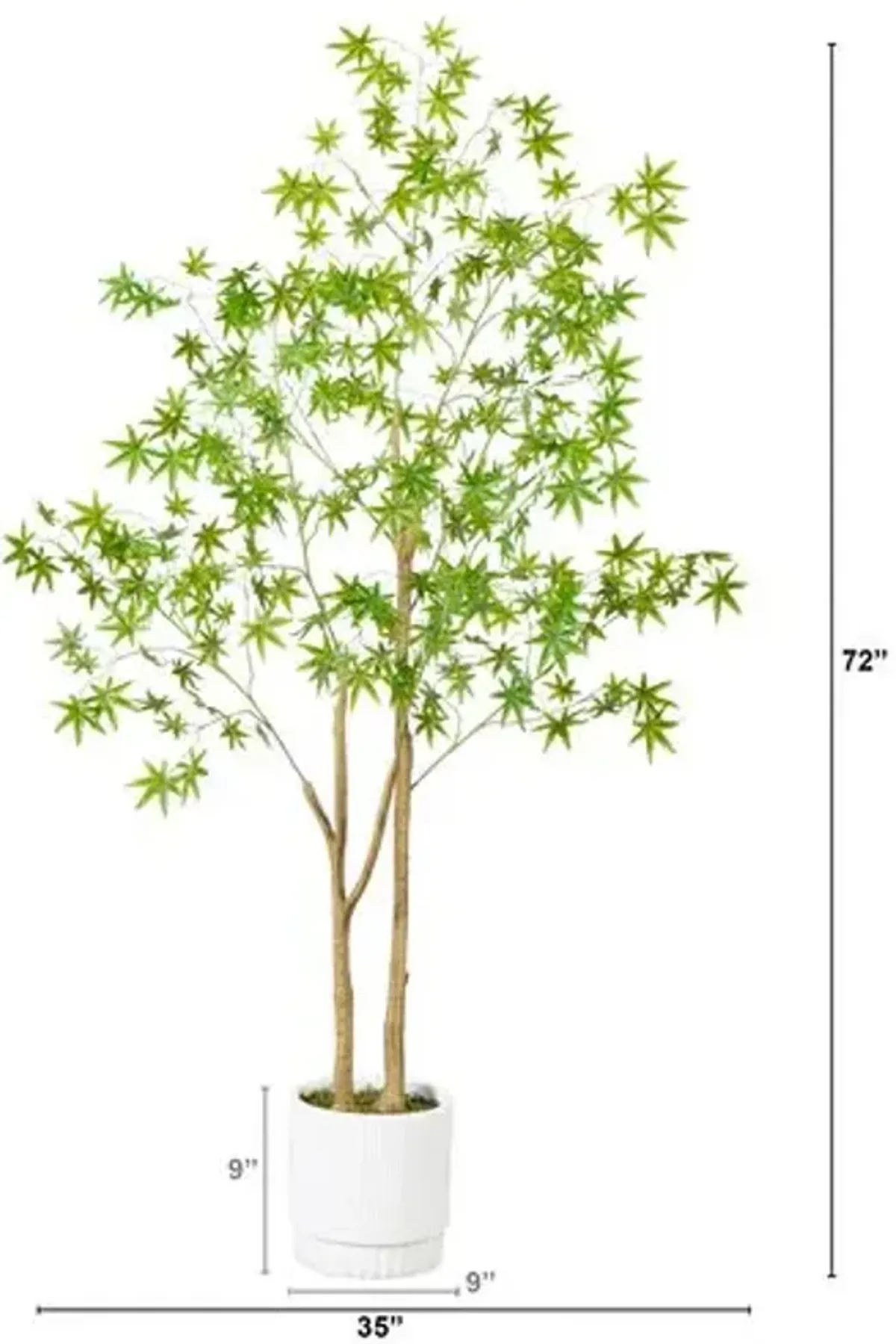 6ft. Artificial Maple Tree with White Planter - Green - 72Hx35Wx35D in