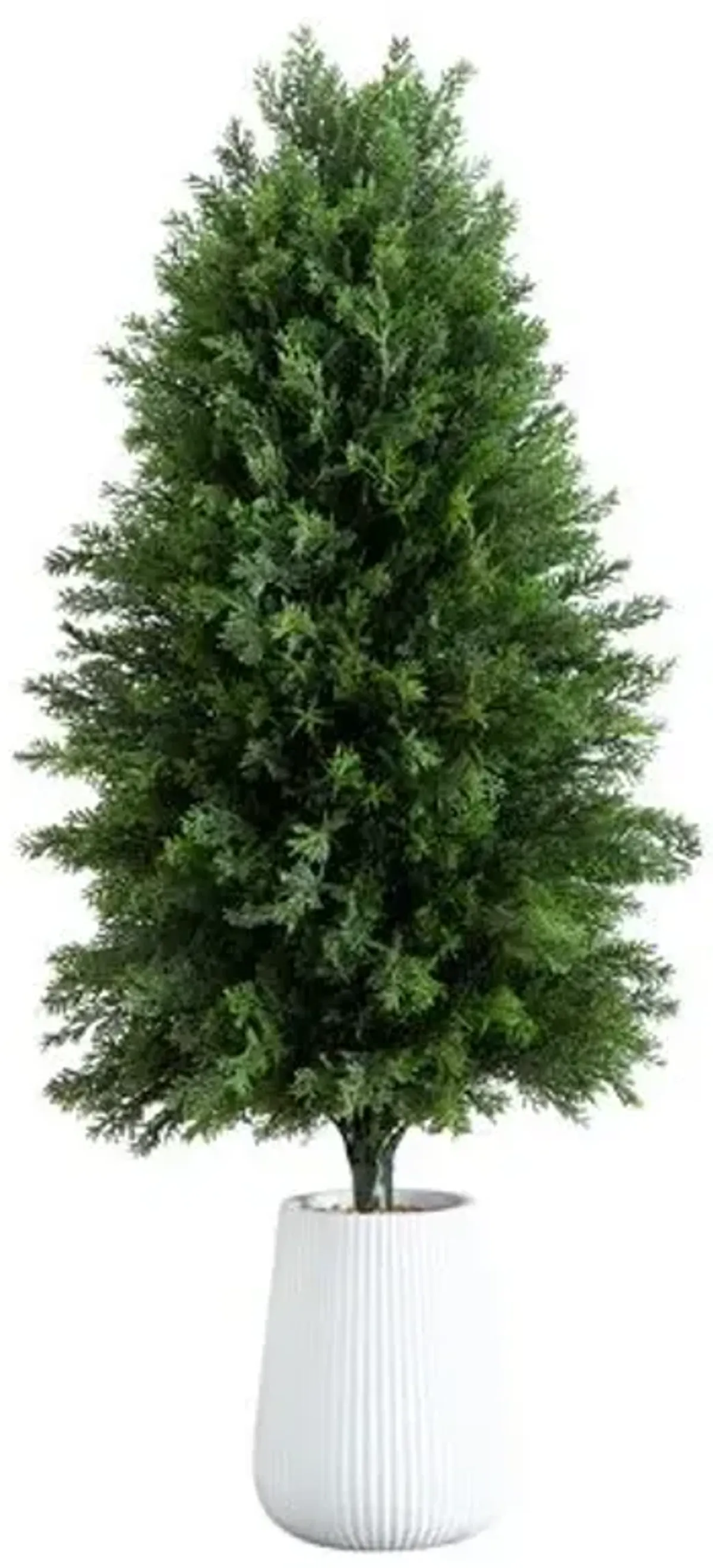 3ft. UV Resistant Artificial Cedar Tree - Decorative White Planter - Green - 36Hx14Wx14D in