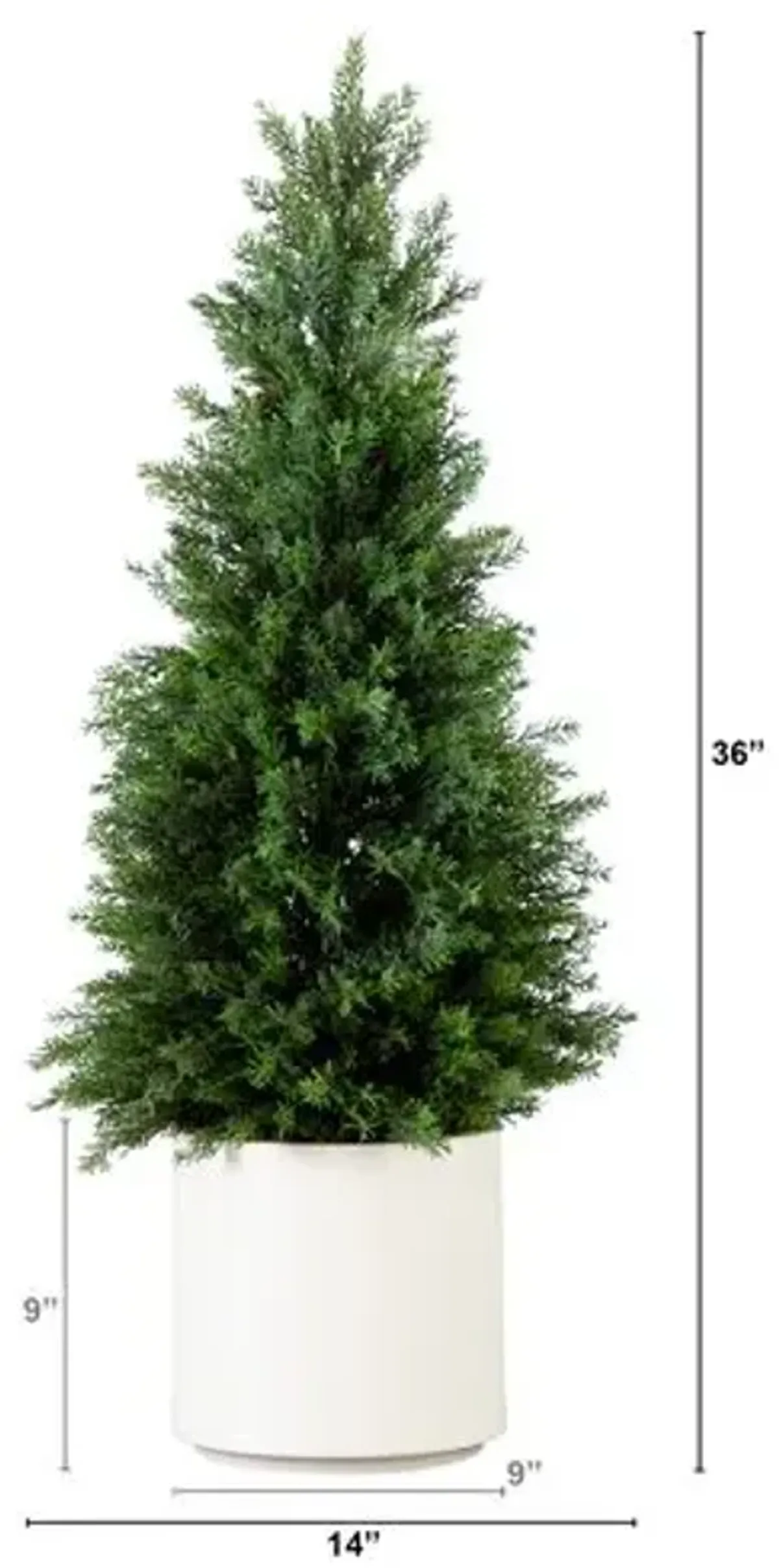 3ft. UV Resistant Artificial Cedar Tree - Decorative White Planter - Green - 36Hx14Wx14D in