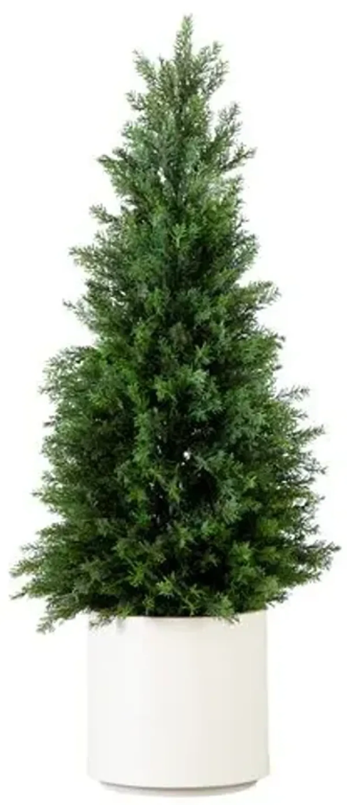 3ft. UV Resistant Artificial Cedar Tree - Decorative White Planter - Green - 36Hx14Wx14D in