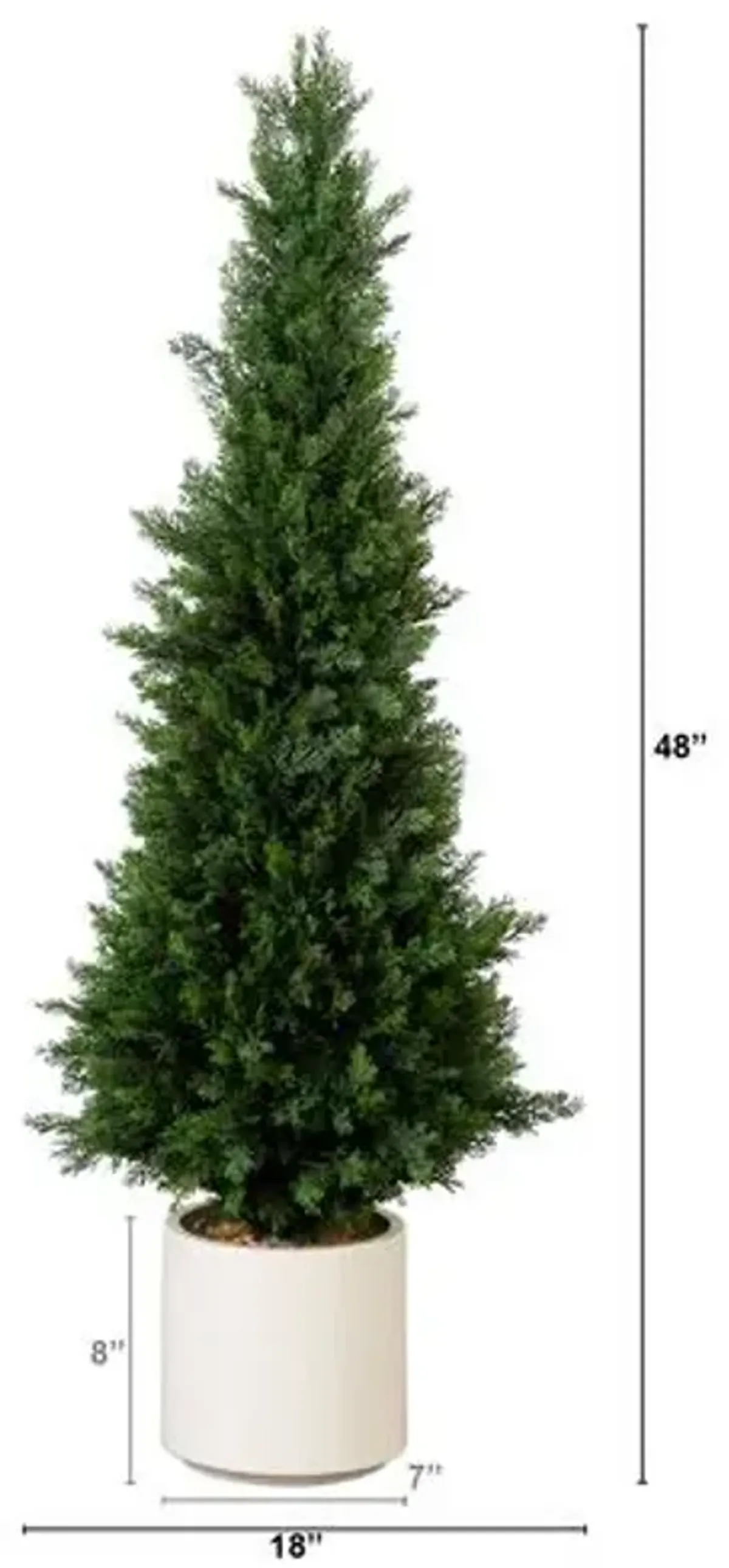 4ft. UV Resistant Artificial Cedar Tree - Decorative White Planter - Green - 48Hx18Wx18D in