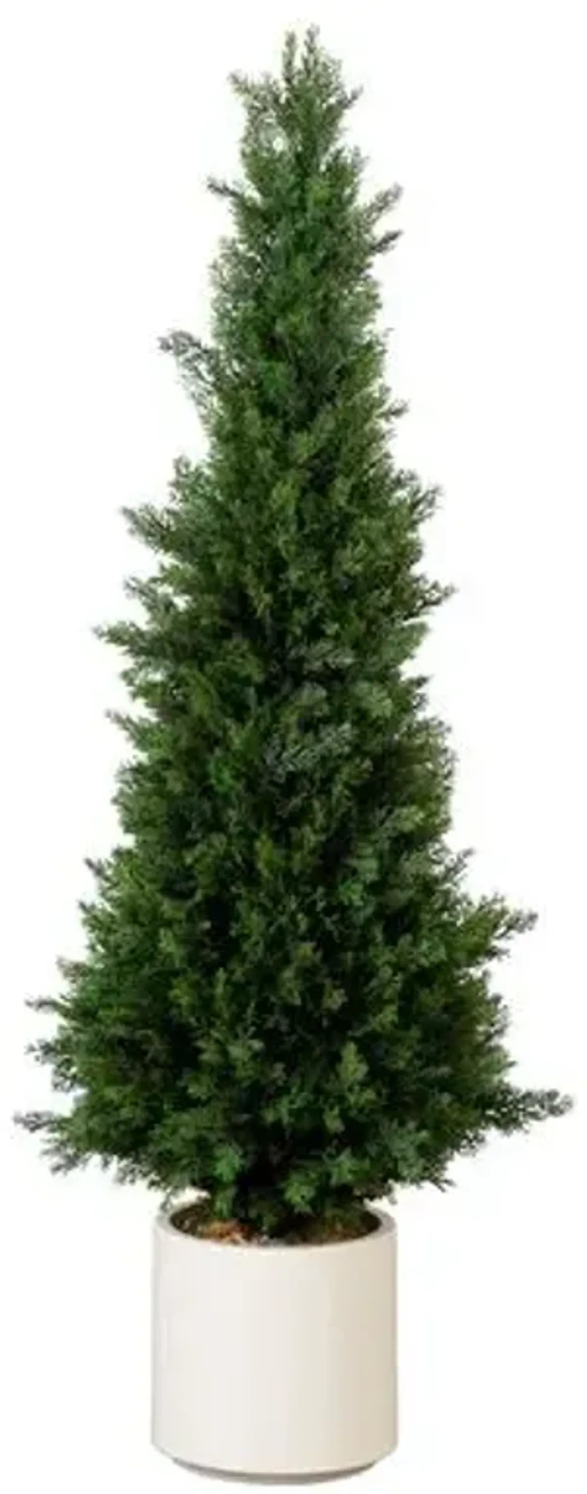 4ft. UV Resistant Artificial Cedar Tree - Decorative White Planter - Green - 48Hx18Wx18D in