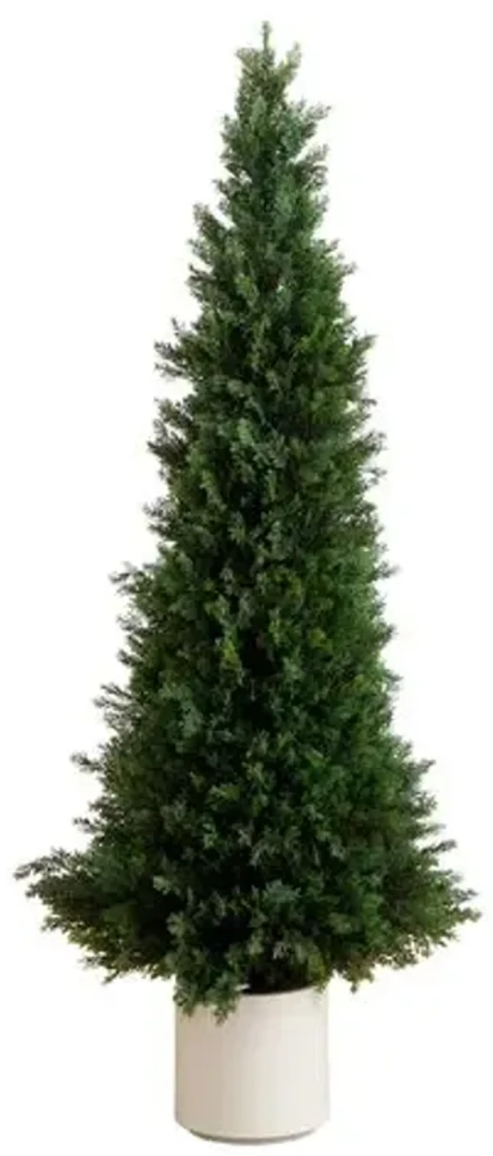 5ft. UV Resistant Artificial Cedar Tree - Decorative White Planter - Green - 60Hx20Wx20D in