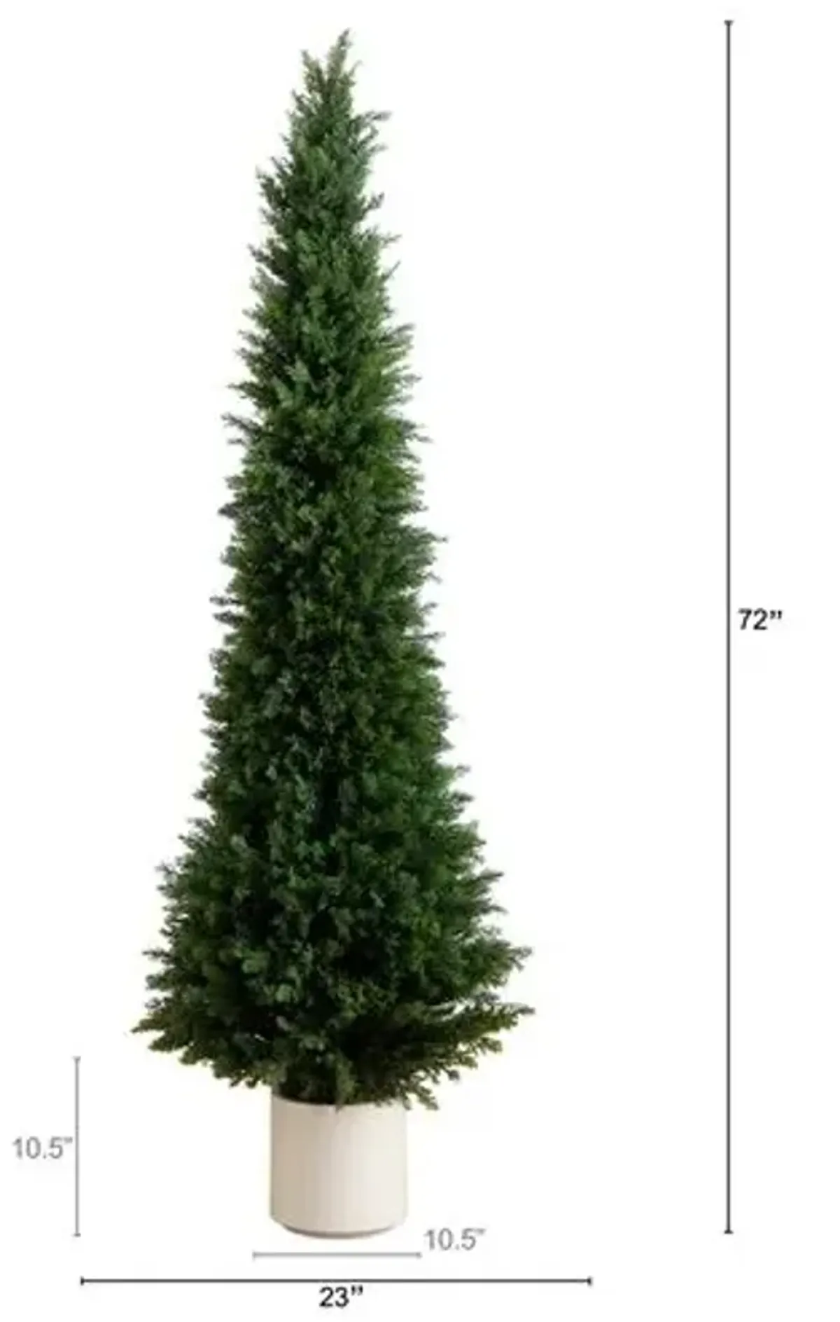 6ft. UV Resistant Artificial Cedar Tree - Decorative White Planter - Green - 72Hx23Wx23D in