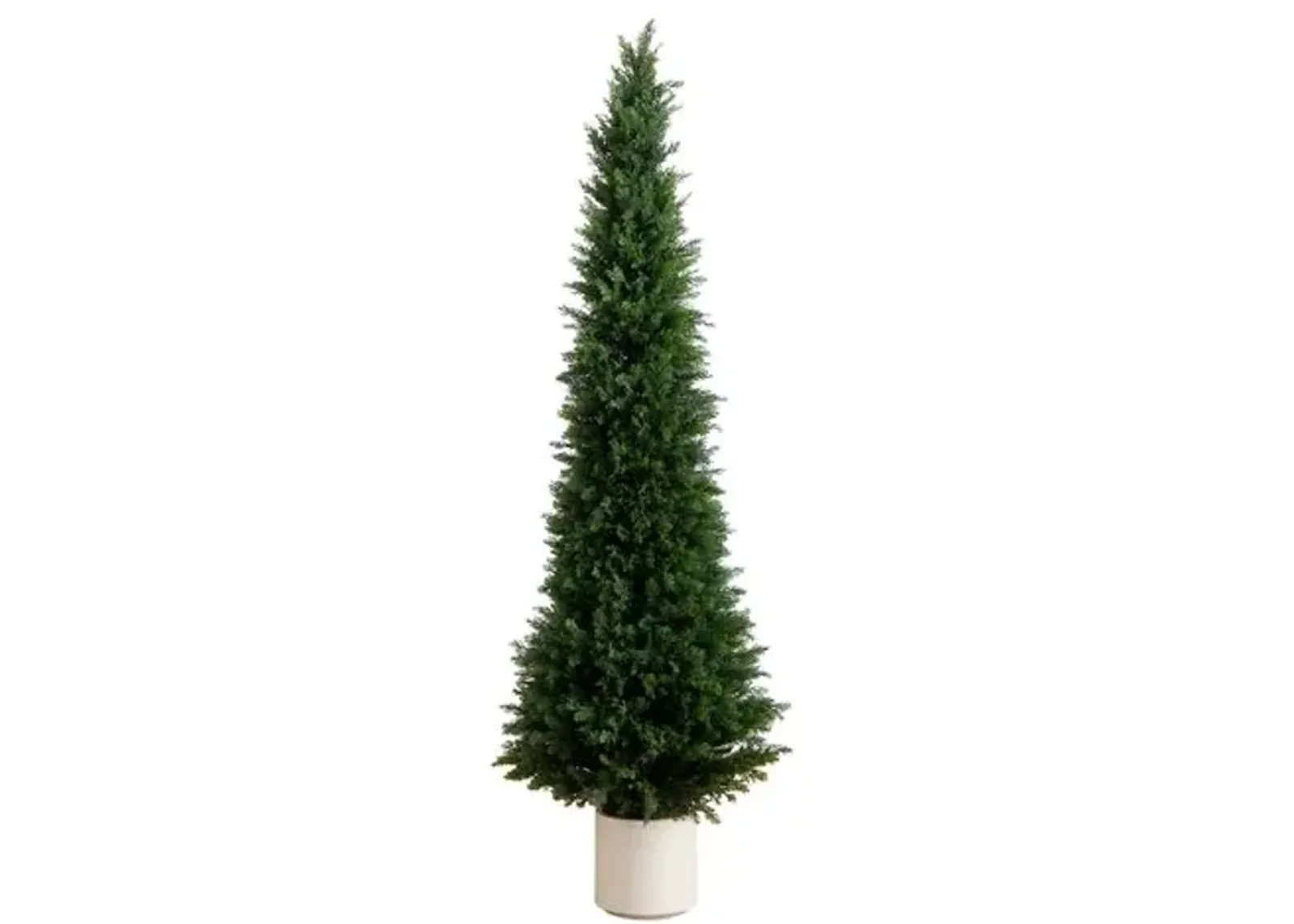 6ft. UV Resistant Artificial Cedar Tree - Decorative White Planter - Green - 72Hx23Wx23D in