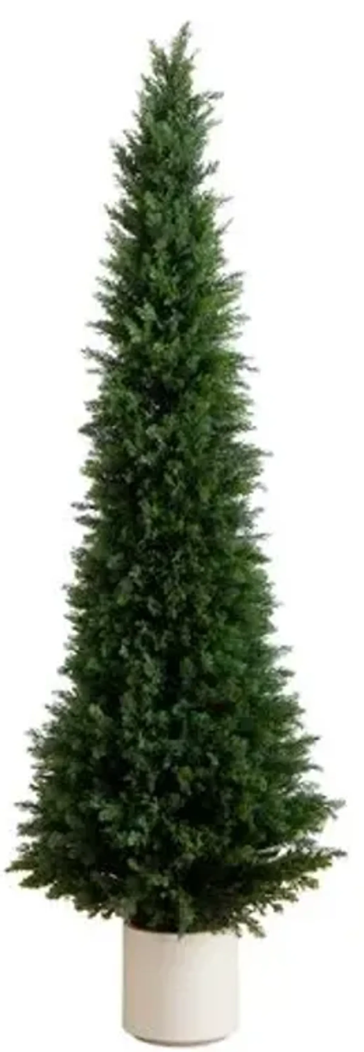 6ft. UV Resistant Artificial Cedar Tree - Decorative White Planter - Green - 72Hx23Wx23D in