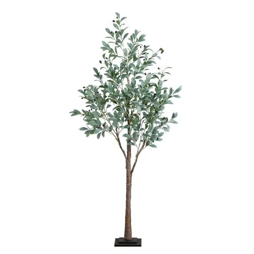 6ft. Lighted Artificial Fruiting Olive Tree - Green