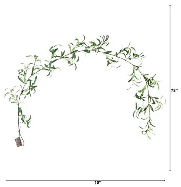 6.5ft. Lighted Artificial Olive Garland - Green