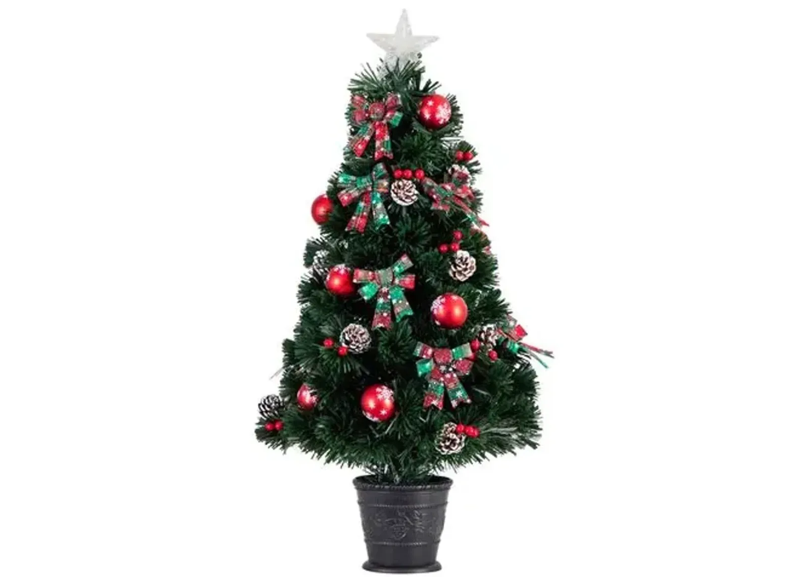 36in. Pre-Lit Fiber Optic Cosmopolitan Star Topped Artificial Christmas Tree - Green