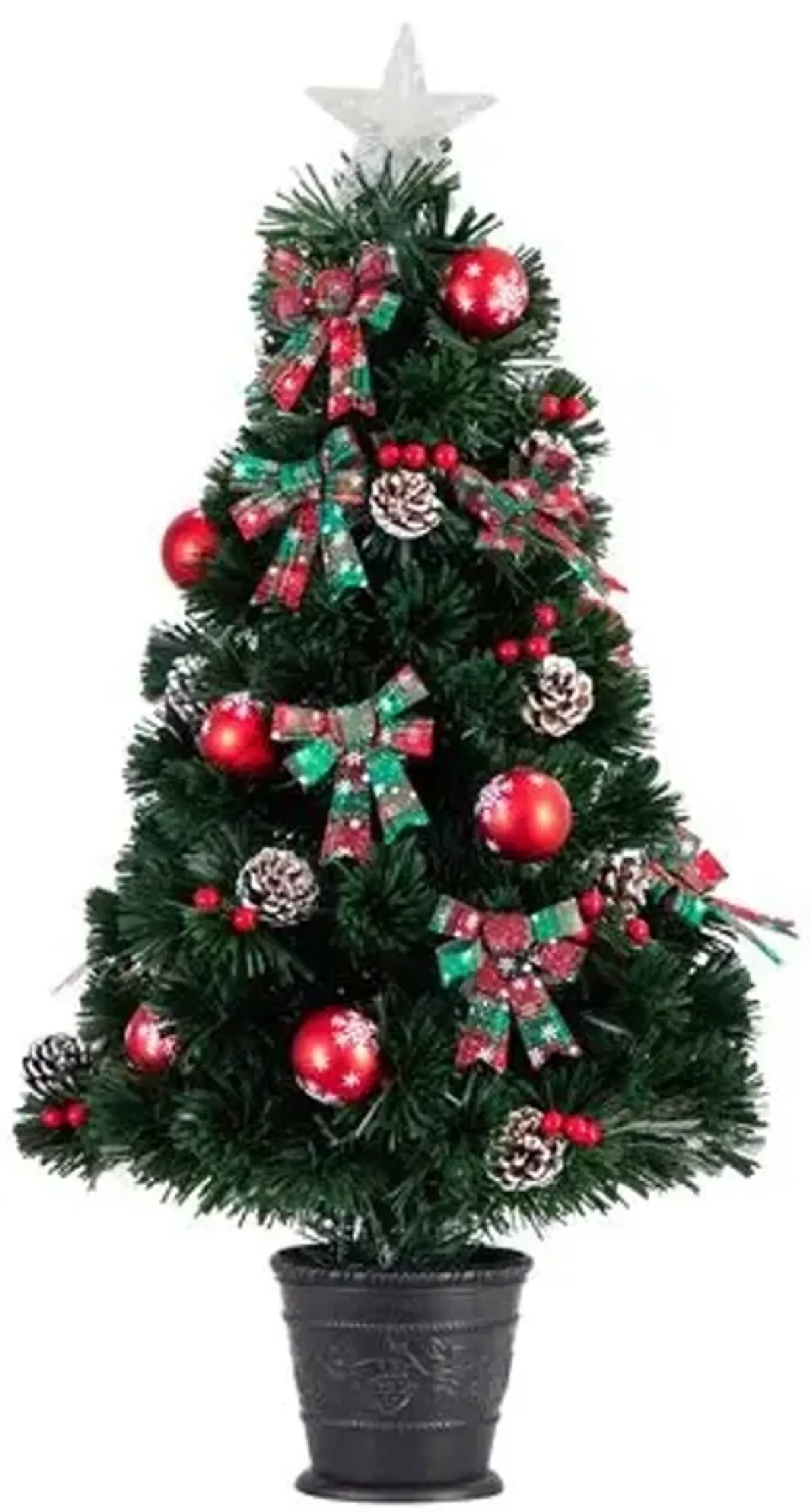 36in. Pre-Lit Fiber Optic Cosmopolitan Star Topped Artificial Christmas Tree - Green