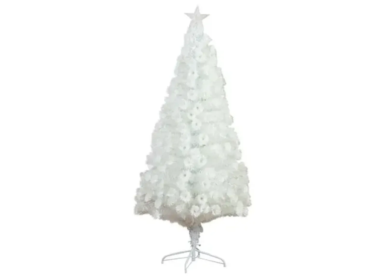 6ft. Pre-Lit Fiber Optic Artificial White Christmas Tree with Star Tree Topper