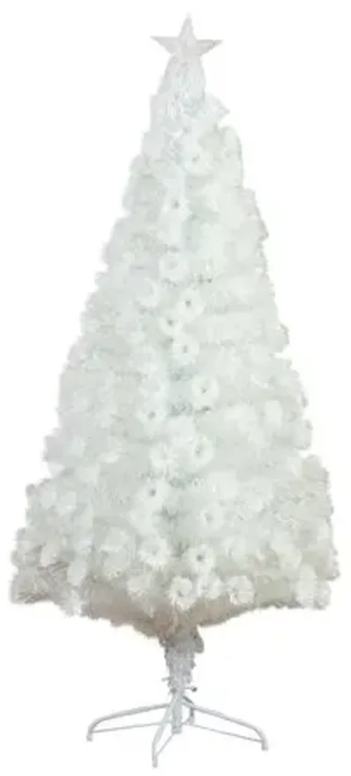 6ft. Pre-Lit Fiber Optic Artificial White Christmas Tree with Star Tree Topper