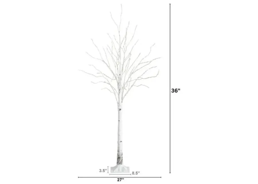 3ft. Pre-Lit Artificial White Birch Tree - Green