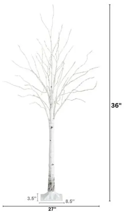 3ft. Pre-Lit Artificial White Birch Tree - Green