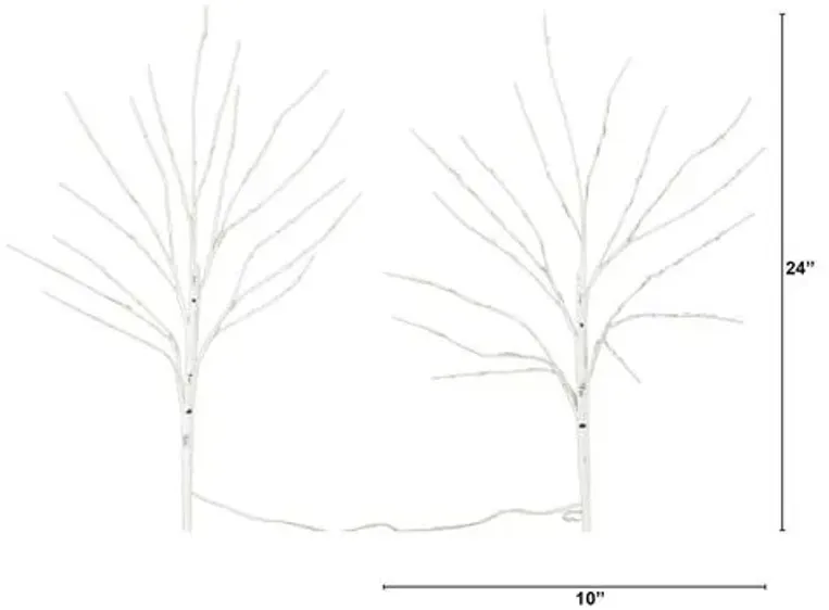 Set of 2 24in. Pre-Lit Artificial White Birch Branches