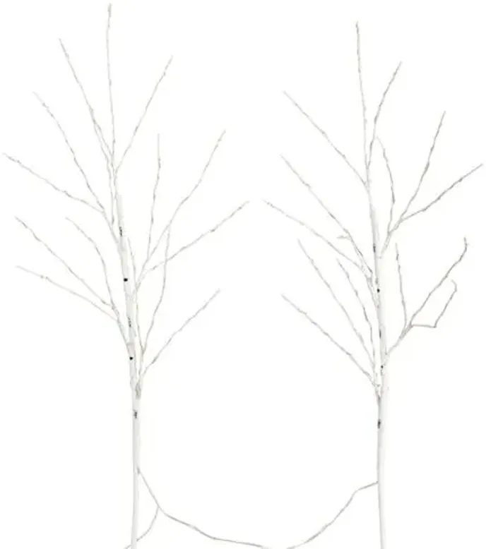 Set of 2 36in. Pre-Lit Artificial White Birch Branches - Green