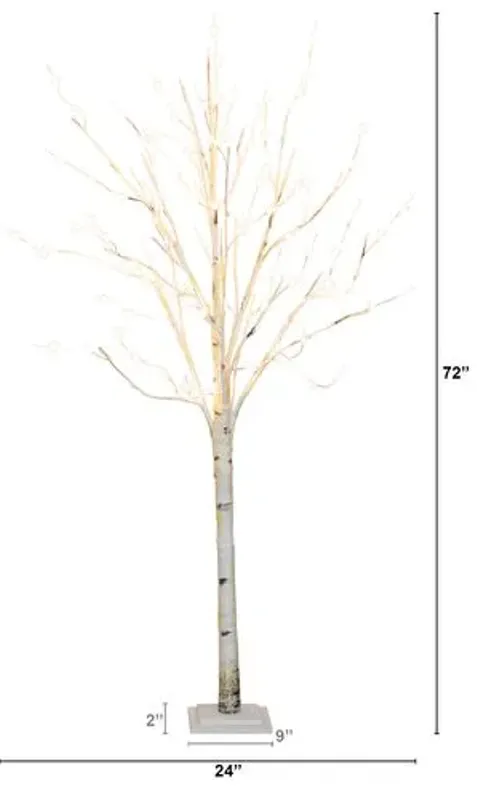 6ft Pre Lit Artificial White Birch Tree - Green