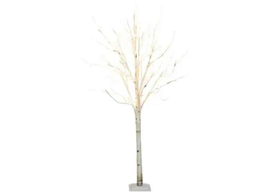 6ft Pre Lit Artificial White Birch Tree - Green