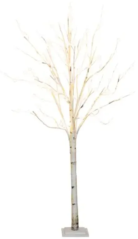 6ft Pre Lit Artificial White Birch Tree - Green