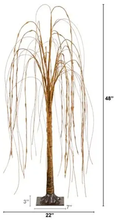 4ft. Pre-Lit Artificial Willow Tree - Brown