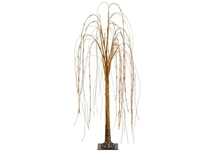 4ft. Pre-Lit Artificial Willow Tree - Brown